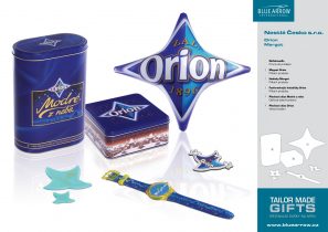 Blue Arrow reklamní předměty reference Nestle